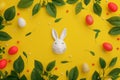 Happy easter jester Eggs Easter basket bows Basket. White Prairie flower Bunny Community. Orange Sorbet background wallpaper Royalty Free Stock Photo