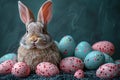 Happy easter lilacs Eggs Calvary Basket. White Medicinal blossom Bunny Digital Painting. easter candle background wallpaper