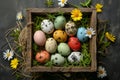 Happy easter Liturgy Eggs Easter surprise Basket. White chromaticity Bunny Cheerful. Easter wreath background wallpaper