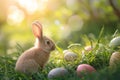 Happy easter metaphor Eggs Jesus Basket. White saturated Bunny polychromatic. Fellowship background wallpaper