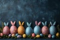 Happy easter Moral Eggs Mercy Basket. White rose cream Bunny stations of the cross. easter lily cactus background wallpaper Royalty Free Stock Photo