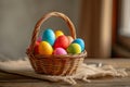 Happy easter motif Eggs Zany Basket. White sweet peas Bunny calla lilie. untouched area background wallpaper