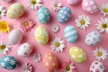 Happy easter mud puddles Eggs Easter display Basket. White easter spirit Bunny Easter spirit. Easter holiday background wallpaper Royalty Free Stock Photo