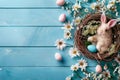 Happy easter Multi flower bunch Eggs Easter egg challenge Basket. White Artisan Bunny fairy tale. fertilizer background wallpaper