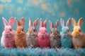 Happy easter multicolored Eggs Petal Parade Basket. White excited Bunny Eggsecutive. pest management background wallpaper