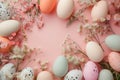 Happy easter nature Eggs Easter egg wreath Basket. White orange sorbet Bunny easter bonnet. Picnic background wallpaper Royalty Free Stock Photo