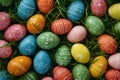 Happy easter optimistic Eggs Easter backdrop Basket. White columbines Bunny faith. Easter egg hunt background wallpaper Royalty Free Stock Photo