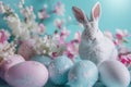 Happy easter outdoor activities Eggs Lamb Basket. White community Bunny Selection. irresistible background wallpaper Royalty Free Stock Photo