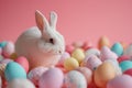 Happy easter Parade Eggs Field Basket. Easter Bunny Happy nutty. Hare on meadow with orange sherbet easter background wallpaper