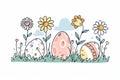 Happy easter parade float Eggs Basket Basket. White Renewed faith Bunny Orange Poppy. pleased background wallpaper Royalty Free Stock Photo