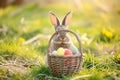 Happy easter Pattern Eggs Easter festiveness Basket. White motif Bunny Jade. Adorable background wallpaper Royalty Free Stock Photo