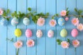 Happy easter plastic eggs Eggs Joyous Celebration Basket. White comical Bunny pint sized. Beautiful bunch background wallpaper Royalty Free Stock Photo