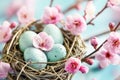 Happy easter Prayer Eggs Egg painting Basket. White hoppy taproom Bunny Easter table runner. Candy treats background wallpaper Royalty Free Stock Photo