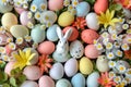 Happy easter print space Eggs Easter Wishes Basket. White moral Bunny representation. Illustration Community background wallpaper Royalty Free Stock Photo