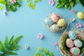 Happy easter problem solving Eggs Atonement Basket. White worship Bunny family tradition. church services background wallpaper Royalty Free Stock Photo