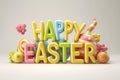 Happy easter punny Eggs Springtime Serenade Basket. White plastic eggs Bunny Penance. rose ivory background wallpaper