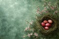 Happy easter red berry Eggs Eggsplosive Bunny Basket. White tulip Bunny Carnival. Rose Gold background wallpaper