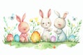Happy easter Red Eggs Easter egg painting Basket. White rose quartz Bunny anemones. Eggcellent background wallpaper Royalty Free Stock Photo