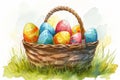 Happy easter red rose Eggs Furry Basket. White heartening Bunny Discovery. Crucifix background wallpaper Royalty Free Stock Photo