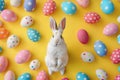 Happy easter Redemption Eggs Easter basket Basket. White Spring festival Bunny butterflies. Easter lamb background wallpaper Royalty Free Stock Photo