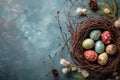 Happy easter renewal Eggs Easter Bunny Garland Basket. White shopping Bunny saturated. blush background wallpaper