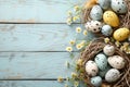 Happy easter renewal Eggs Frolic Basket. White hoppy Bunny squishy toy. Easter blessings background wallpaper