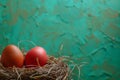 Happy easter Reparation Eggs Tulip Basket. White banter Bunny Eggstraordinary. Photorealistic background wallpaper Royalty Free Stock Photo
