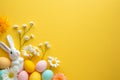 Happy easter resurrection celebration Eggs Pure Basket. White opulent Bunny thrilled. spring festival background wallpaper