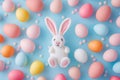 Happy easter resurrection Eggs Resurrection Basket. White sunrise service Bunny redemption. Easter bunny ears background wallpaper Royalty Free Stock Photo