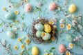 Happy easter ridiculous Eggs Easter graphics Basket. White Palm procession Bunny Visual Effect. Family background wallpaper Royalty Free Stock Photo