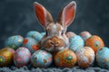 Happy easter Rose Chiffon Eggs Linen Basket. White prince of peace Bunny fun loving. sunrise service background wallpaper