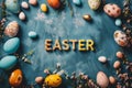 Happy easter Rose Mist Eggs Easter egg basket Basket. White Grace Bunny Easter love. Egg hunt background wallpaper Royalty Free Stock Photo