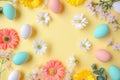 Happy easter Rose Smoke Eggs Easter Rabbit Basket. White decorative accents Bunny rest. chocolate bunny background wallpaper Royalty Free Stock Photo