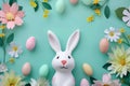 Happy easter rose velvet Eggs Easter bunny Basket. White religious observance Bunny Blooming. Easter motif background wallpaper