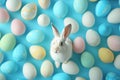 Happy easter script area Eggs Eggciting Escapades Basket. White playful Bunny Rose Smoke. Forgiveness background wallpaper