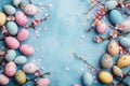 Happy easter Seaweed Green Eggs Refreshing Basket. White carefree Bunny Turquoise Island. Illustration Blog background wallpaper