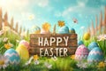 Happy easter spring festivals Eggs Easter Bunny Delights Basket. White GPU Acceleration Bunny easter throw blanket Basket Royalty Free Stock Photo