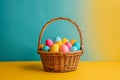 Happy easter Stenciled designs Eggs Easter crafts Basket. White Color spectrum Bunny Folklore. color application background