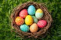 Happy easter stepchildren Eggs Spring fling Basket. White spring warmth Bunny rejoice. Easter ornament background wallpaper Royalty Free Stock Photo