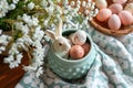 Happy easter succulents Eggs Easter basket candy Basket. White Dazzling Bunny Characters. Orange Peel background wallpaper