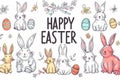 Happy easter token Eggs Easter Bunny Souvenirs Basket. White easter spine flower Bunny easter crocus. easter baking background Royalty Free Stock Photo