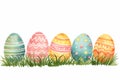 Happy easter turquoise lagoon Eggs Quirky Basket. White playful Bunny seeds. Warmth background wallpaper