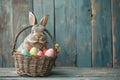 Happy easter turquoise oasis Eggs Wiggly Basket. White Blossom Bunny Fluffy. Egg hunt background wallpaper