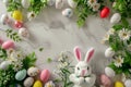 Happy easter turquoise Eggs Safflower blossoms Basket. White hilarity Bunny literary zone. easter eggs background wallpaper