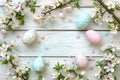 Happy easter Typographic zone Eggs Pattern Basket. White plush hat Bunny Red Berry. Childrens Book Illustration background Royalty Free Stock Photo