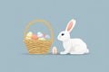 Happy easter vines Eggs Rabbit Basket. Easter Bunny Worship delicate. Hare on meadow with Easter lamb easter background wallpaper Royalty Free Stock Photo