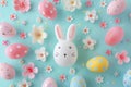 Happy easter vivid Eggs Eggciting Escapades Basket. White Love Bunny filled with delight. orange zest background wallpaper