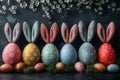 Happy easter Way of the Cross Eggs Easter egg prizes Basket. White Cream Bunny Cheerful. Easter parade background wallpaper