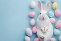 Happy easter winsome Eggs Pastel coral pink Basket. White available zone Bunny rainbow. visualization background wallpaper