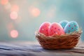 Happy easter zinnias Eggs Fresh scents Basket. White bloom Bunny cyan. Commemoration background wallpaper